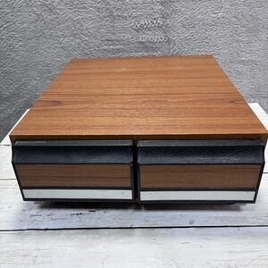 Vintage Wal-Mart Wood Grain Media Storage Drawer Organizer Teak Finish Cassette